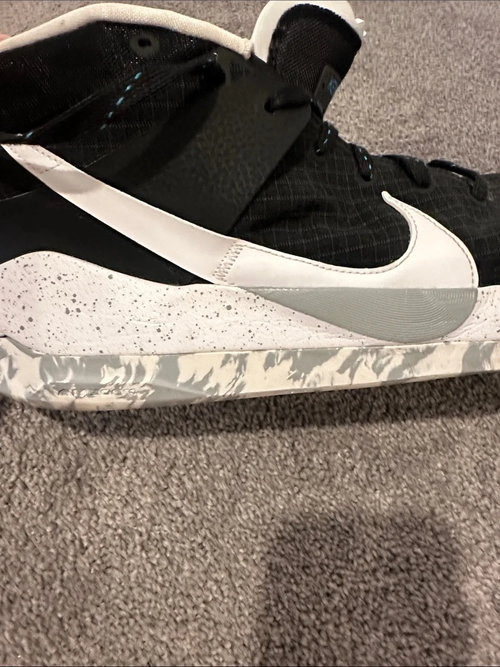 Nike Black/White Kevin Durant Basketball Sneakers with Teal Accents
